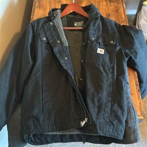 MEN'S SHERPA-LINED UTILITY JACKET - RELAXED FIT - WASHED DUCK (small)